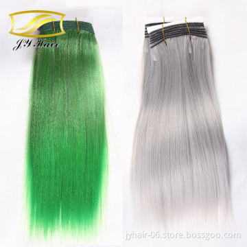 gray hair weave Synthetic hair extensions gray Ombre color gold synthetic hair